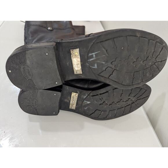 Sam Edelman Size 6.5 Perron Brogue Cap Toe Laced Zip Up Black Riding Boot - Picture 7 of 8